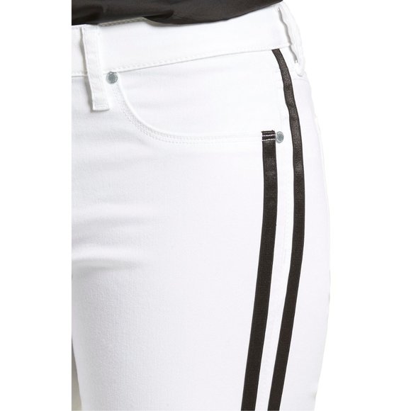Munich White Skinny Racer Stripe Mid Rise Jeans 25 - Picture 4 of 9